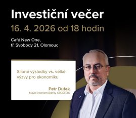 Investiční večer s hlavním ekonomem Banky CREDITAS Petrem Dufkem