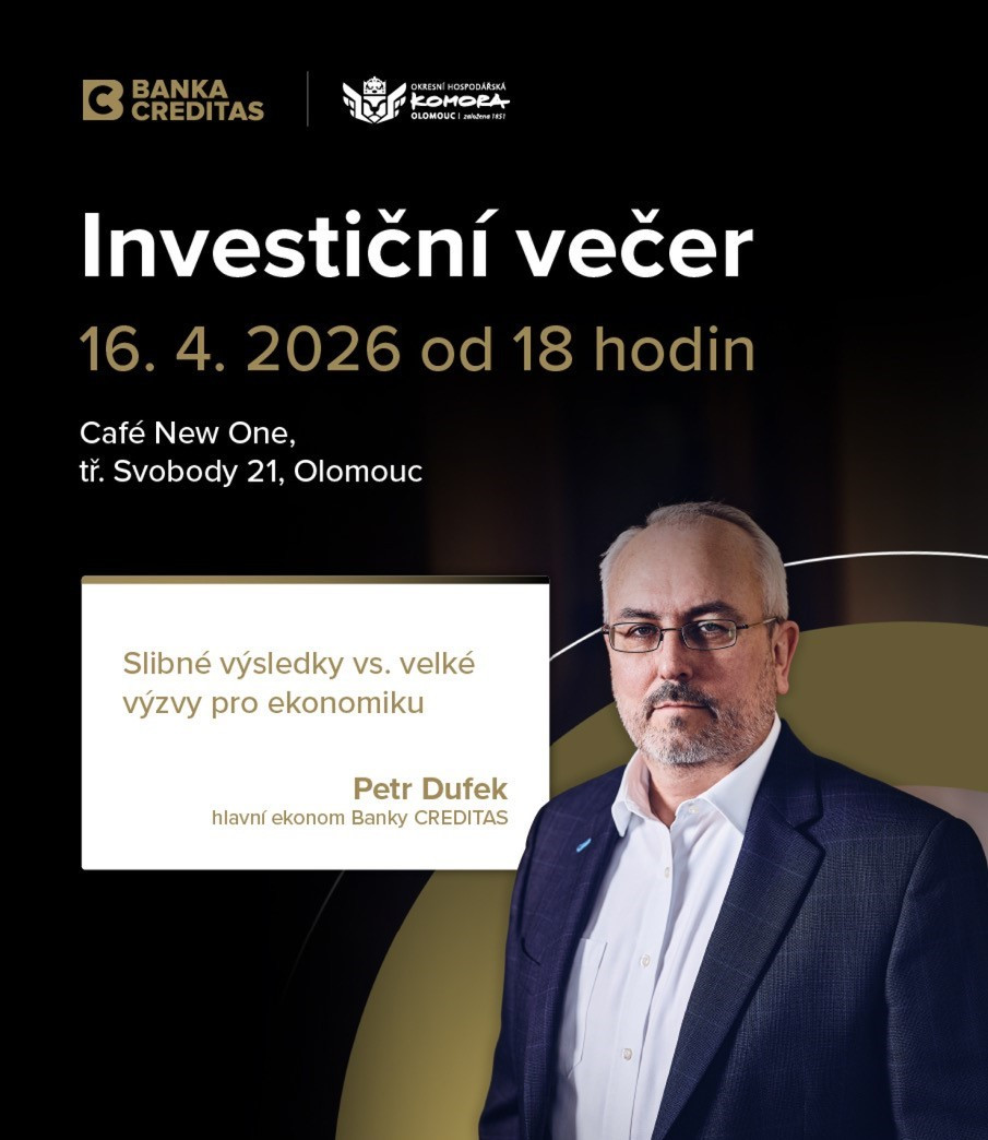 Investiční večer s hlavním ekonomem Banky CREDITAS Petrem Dufkem